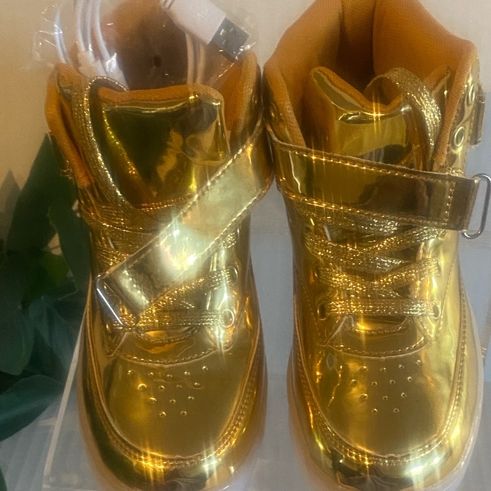 Metallic Gold High-Top Sneakers
